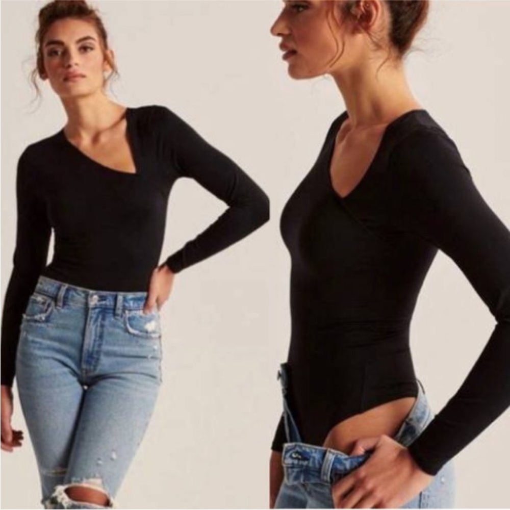 Abercrombie & Fitch Black Asymmetrical Bodysuit